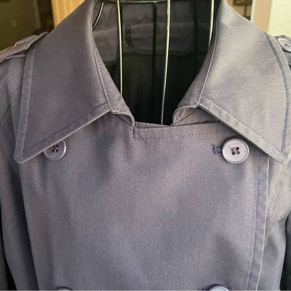 London Fog Vintage Women Double Breasted Belted Purple Trench Rain Coat Size 16P - Picture 10 of 12